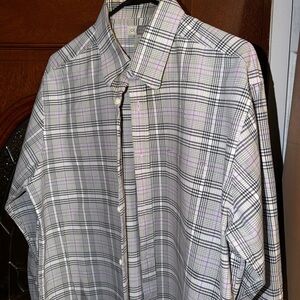 Joseph Abboud L/G Men's Plaid Button-Down Shirt - White & Light Purple. (034)
